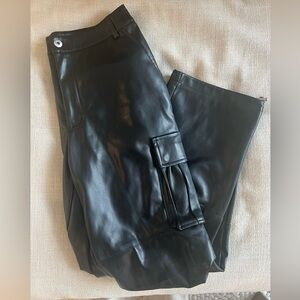 7 for all mankind Black Faux Leather Cargo Pants